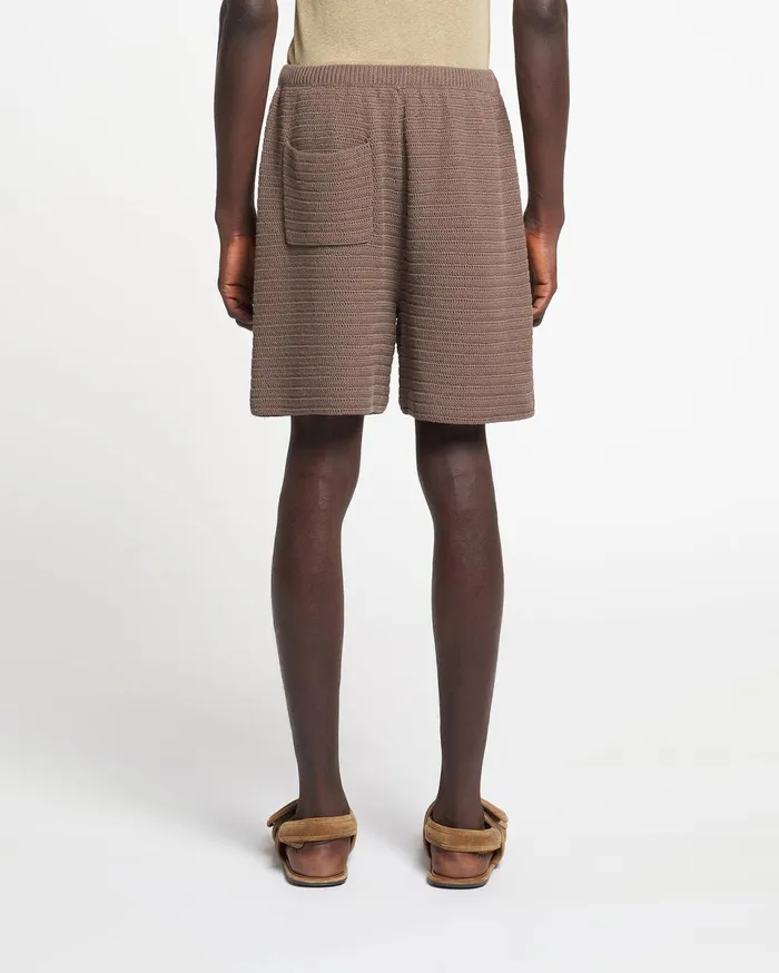 Nanushka Shorts Men Caden Linear Crochet Shorts Fossil Brown