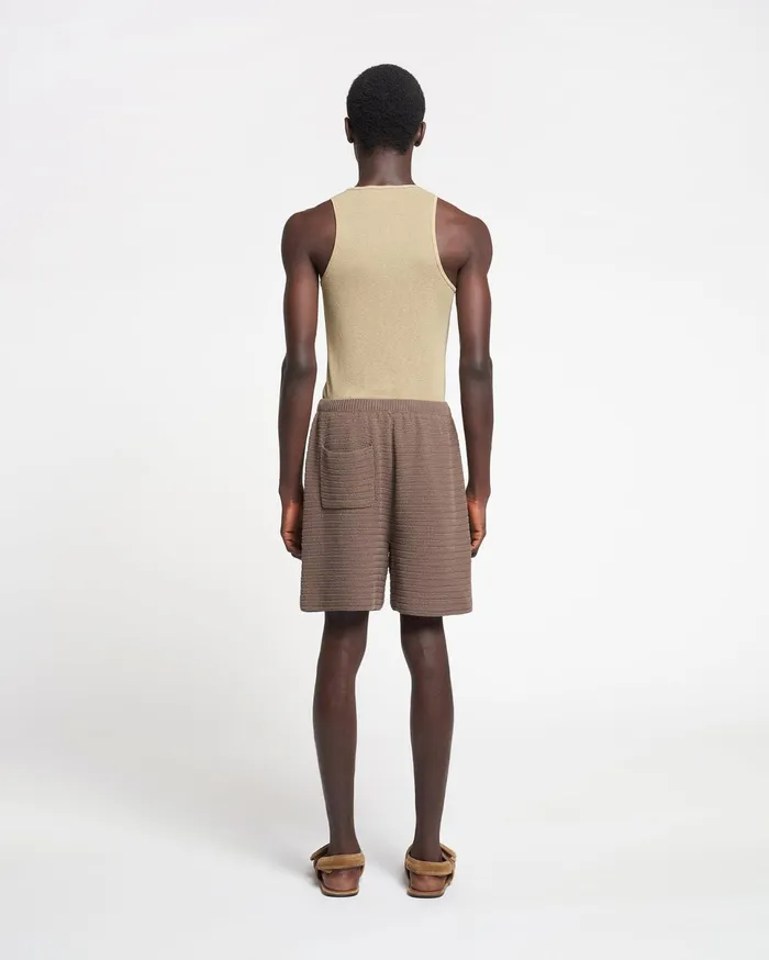 Nanushka Shorts Men Caden Linear Crochet Shorts Fossil Brown