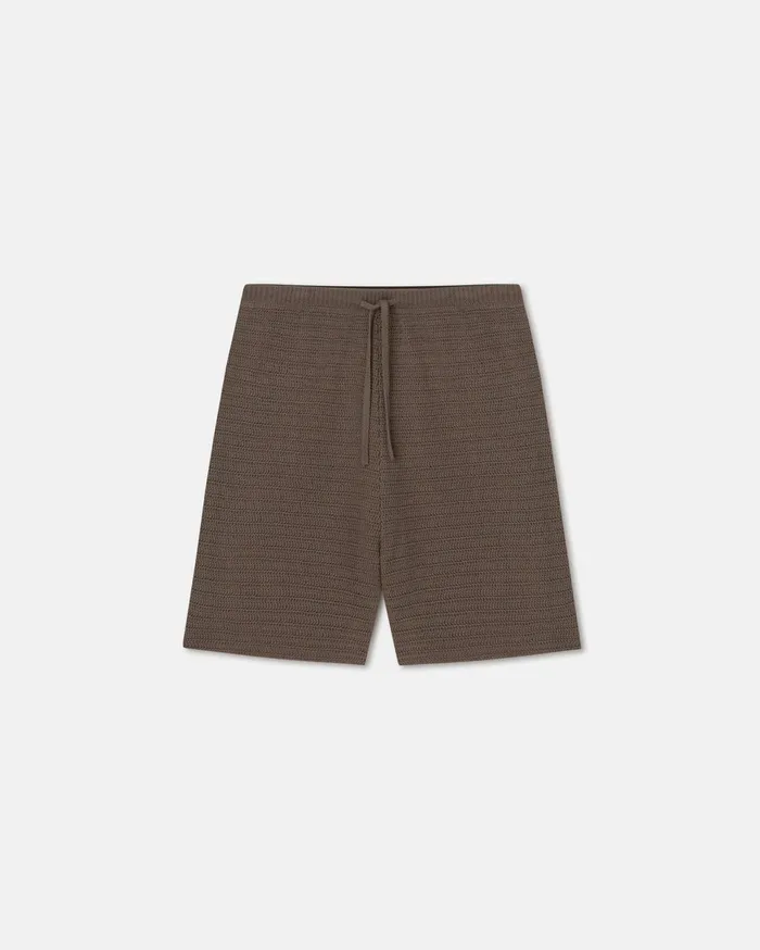 Nanushka Shorts Men Caden Linear Crochet Shorts Fossil Brown