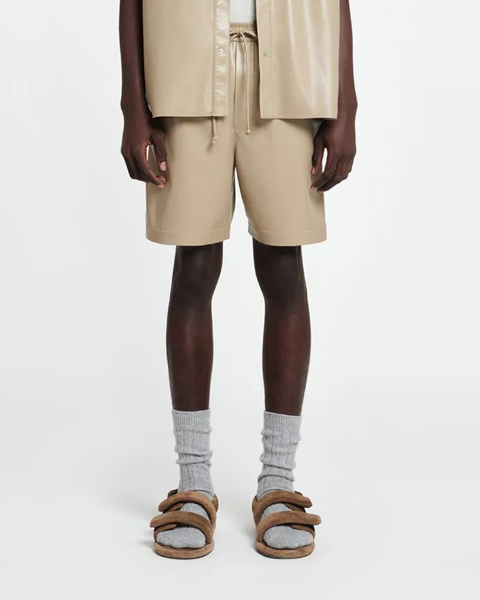 Nanushka Shorts Men Doxxi Okobor AltLeather Shorts Ashy Taupe