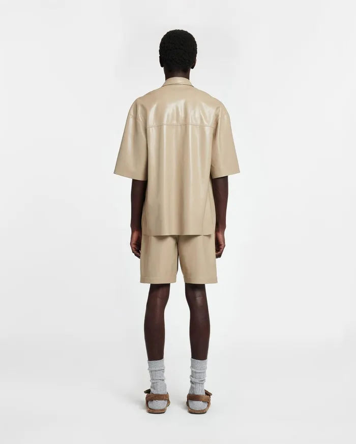 Nanushka Shorts Men Doxxi Okobor AltLeather Shorts Ashy Taupe