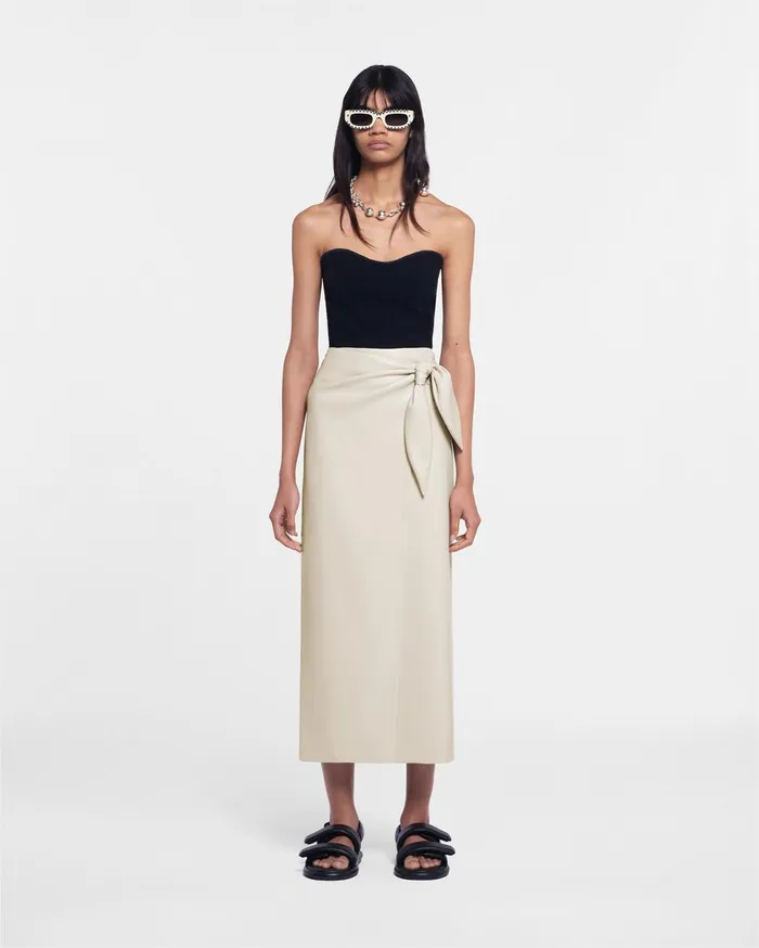 Nanushka Skirts Women Amas Okobor AltLeather Sarong Skirt Creme