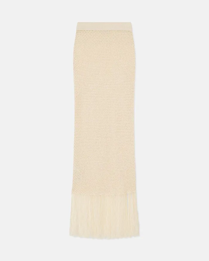 Nanushka Skirts Women Lindy Fringed Crochet Skirt Creme