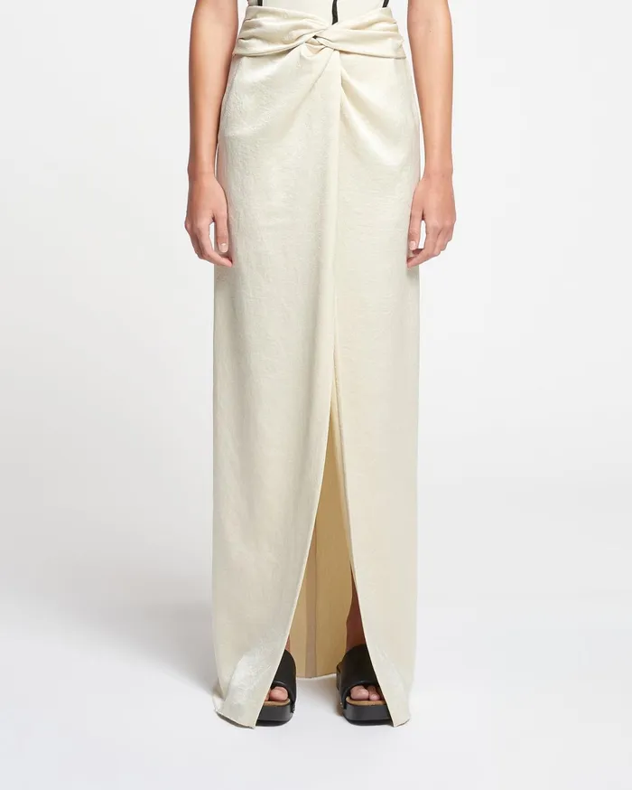 Nanushka Skirts Women Myde Draped CrispSatin Maxi Skirt Creme