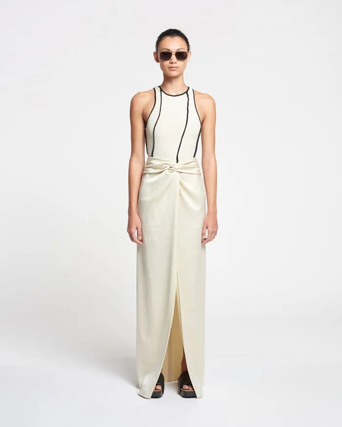 Nanushka Skirts Women Myde Draped CrispSatin Maxi Skirt Creme