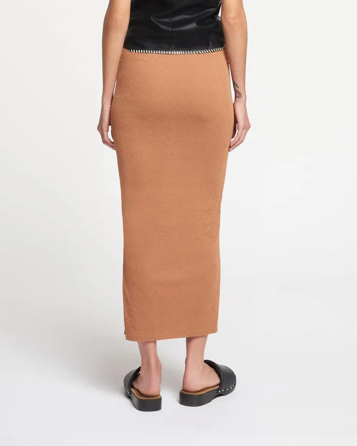 Nanushka Skirts Women Norine Ruched MeshJersey Midi Skirt Caramel
