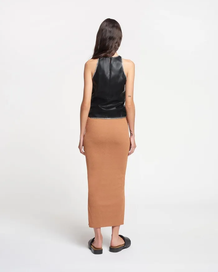 Nanushka Skirts Women Norine Ruched MeshJersey Midi Skirt Caramel
