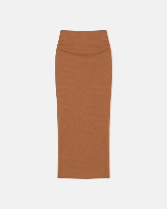 Nanushka Skirts Women Norine Ruched MeshJersey Midi Skirt Caramel