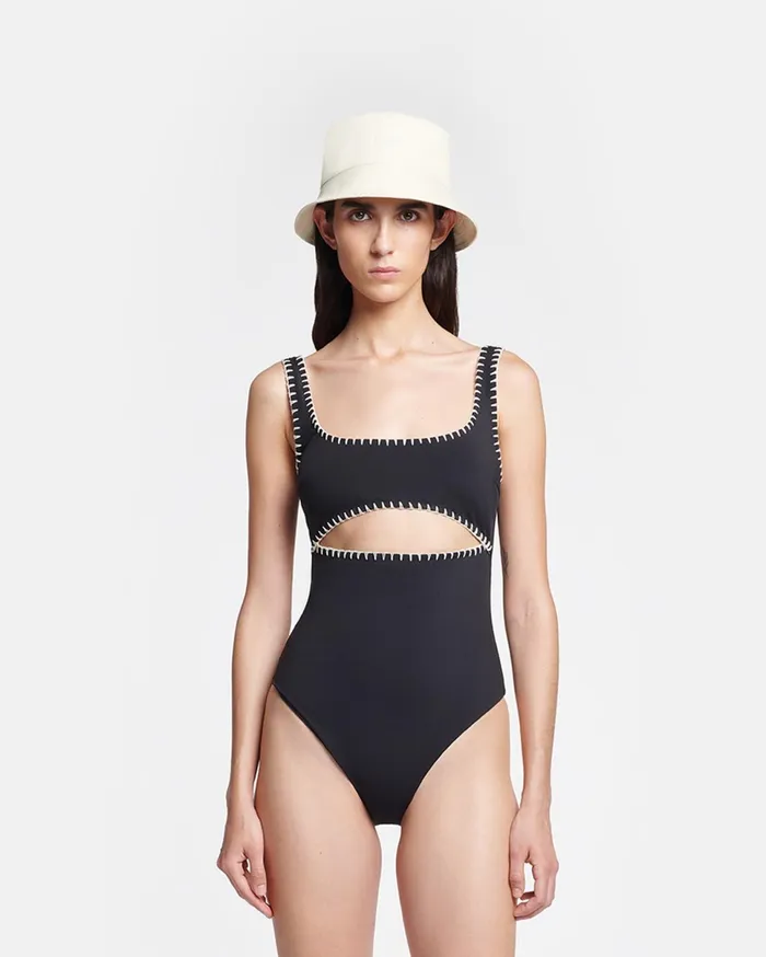 Nanushka Swimwear Women Sorena Crocheted CutOut Swimsuit Black