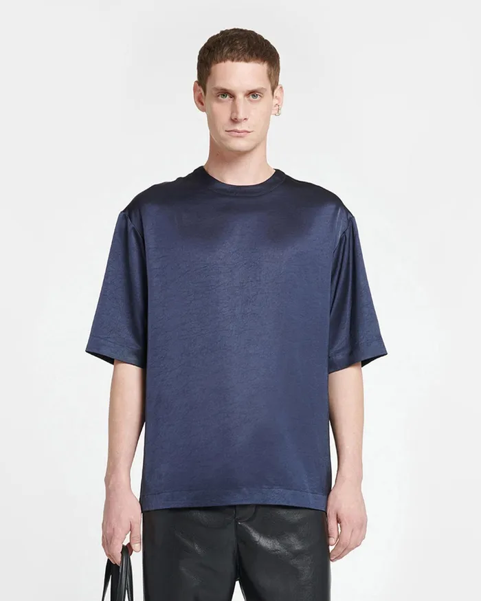 Nanushka TShirts and Vests Men Isaac Slip Satin TShirt Navy