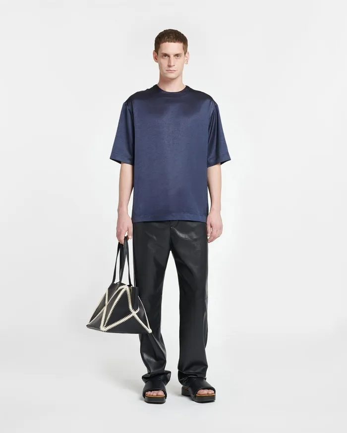 Nanushka TShirts and Vests Men Isaac Slip Satin TShirt Navy