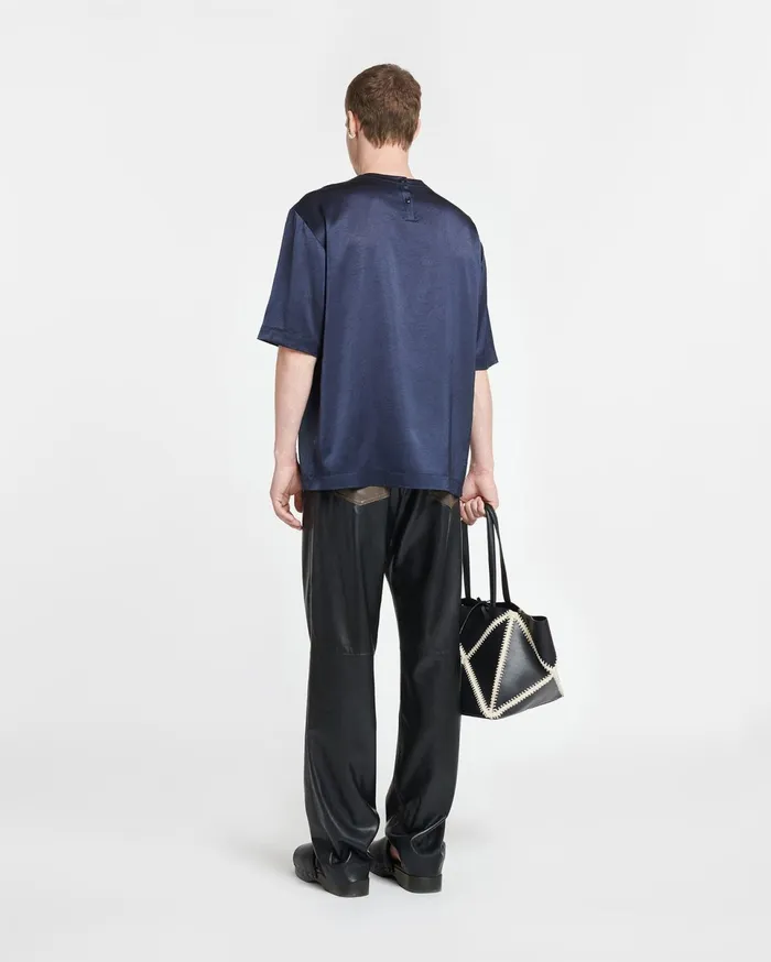 Nanushka TShirts and Vests Men Isaac Slip Satin TShirt Navy