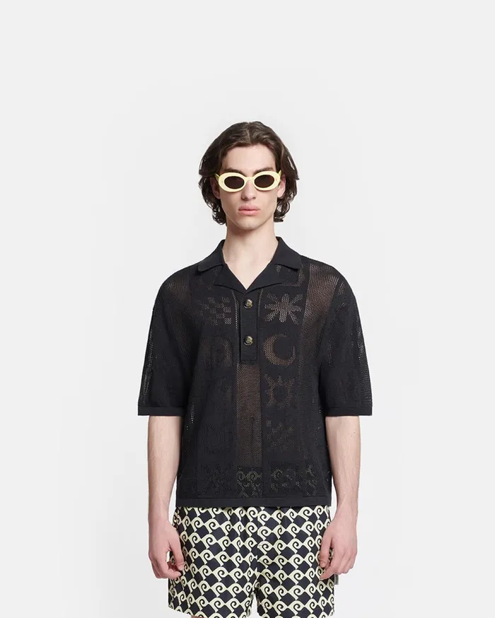 Nanushka TShirts and Vests Men Jasim PaperCrochet Polo Shirt Black