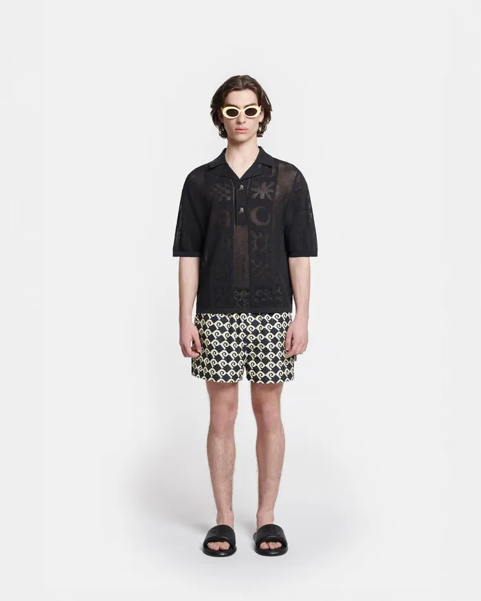 Nanushka TShirts and Vests Men Jasim PaperCrochet Polo Shirt Black