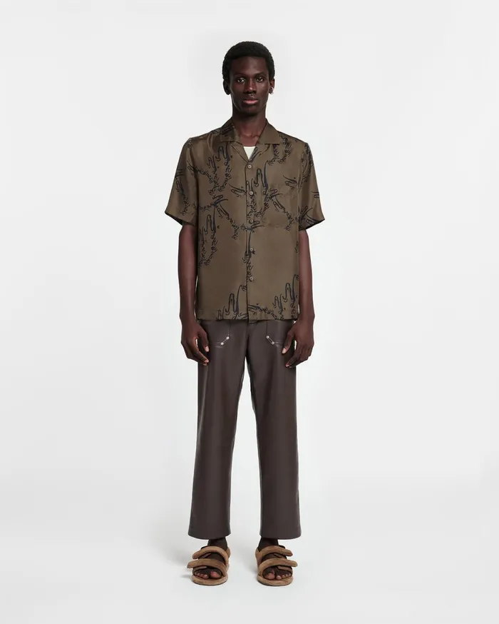 Nanushka Tops Men Bodil Printed SilkTwill Shirt Khaki
