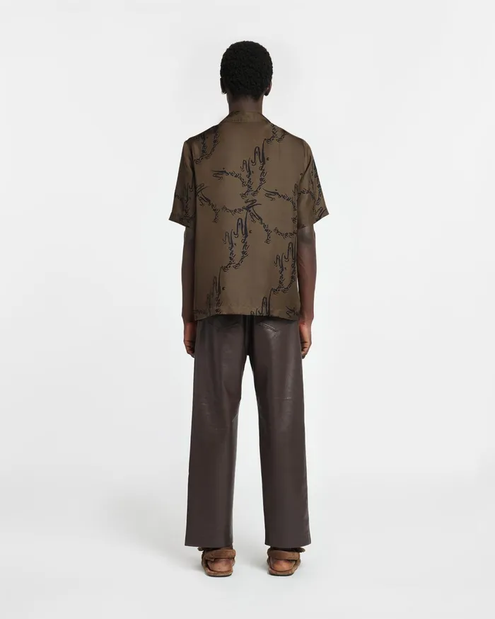 Nanushka Tops Men Bodil Printed SilkTwill Shirt Khaki