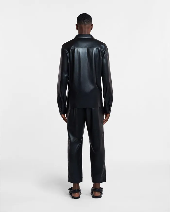 Nanushka Tops Men Duco Okobor AltLeather Long Sleeve Shirt Black