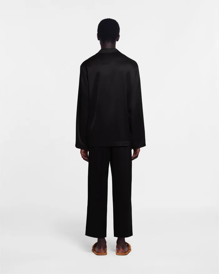 Nanushka Tops Men Jelmer LongSleeve SlipSatin Shirt Black