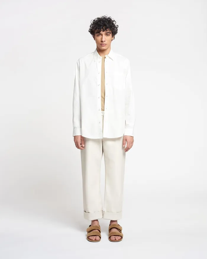 Nanushka Tops Men Kaleb Light Poplin Shirt White