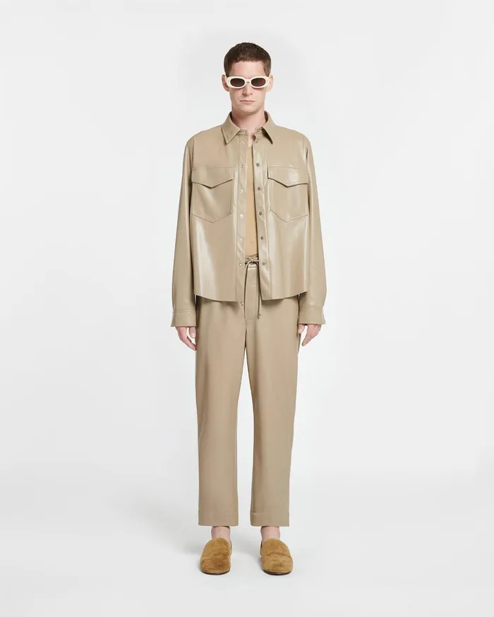 Nanushka Tops Men Lenn Okobor AltLeather Shirt Ashy Taupe