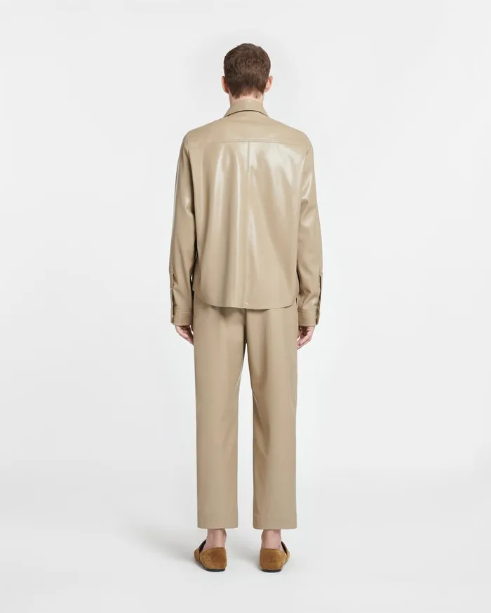 Nanushka Tops Men Lenn Okobor AltLeather Shirt Ashy Taupe