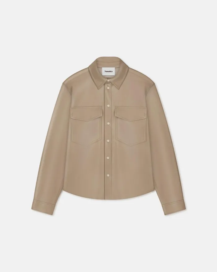 Nanushka Tops Men Lenn Okobor AltLeather Shirt Ashy Taupe