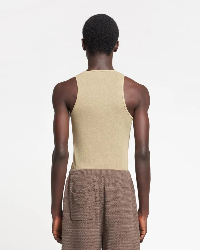 Nanushka Tops Men Levon MeshJersey Tank Top Pale Olive