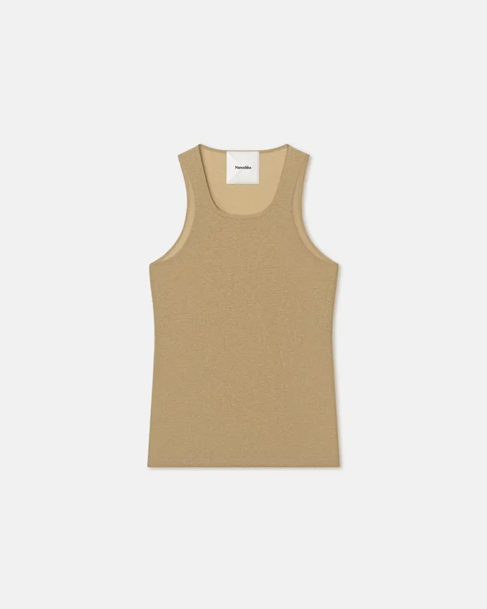 Nanushka Tops Men Levon MeshJersey Tank Top Pale Olive
