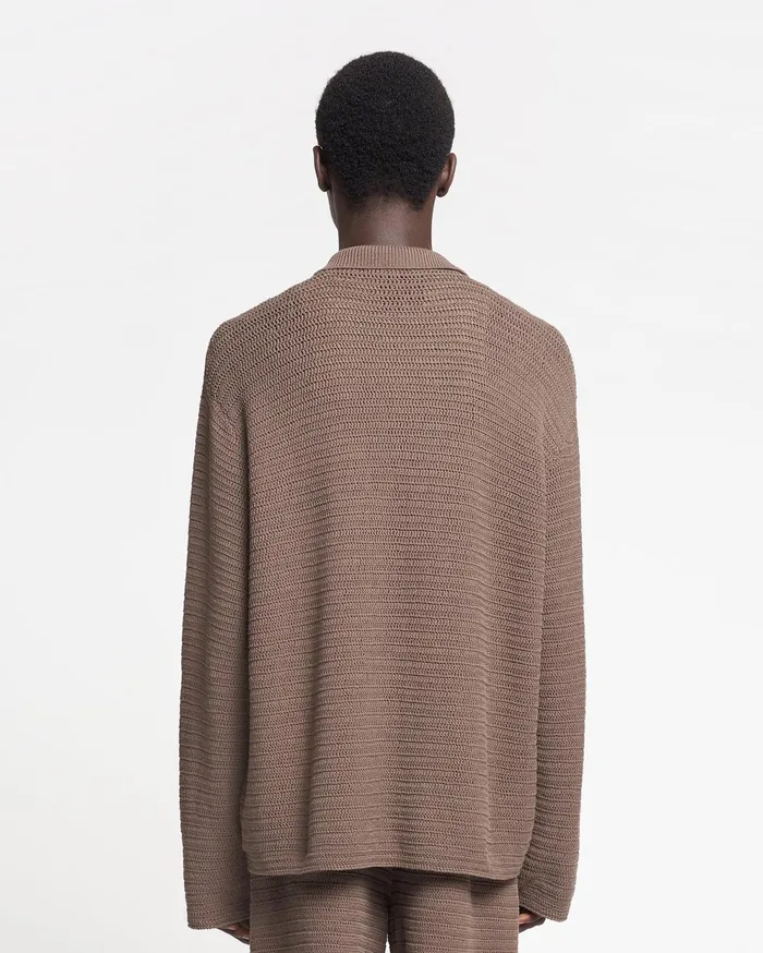 Nanushka Tops Men Nicolas Linear Crochet Shirt Fossil Brown