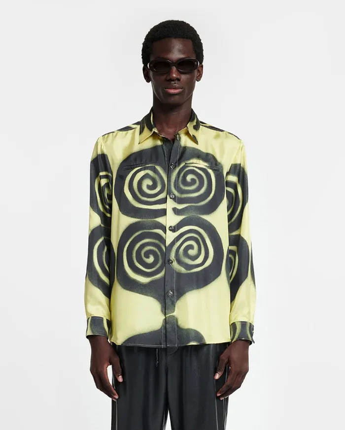 Nanushka Tops Men Sebas Printed SilkTwill Shirt Spiral Spray