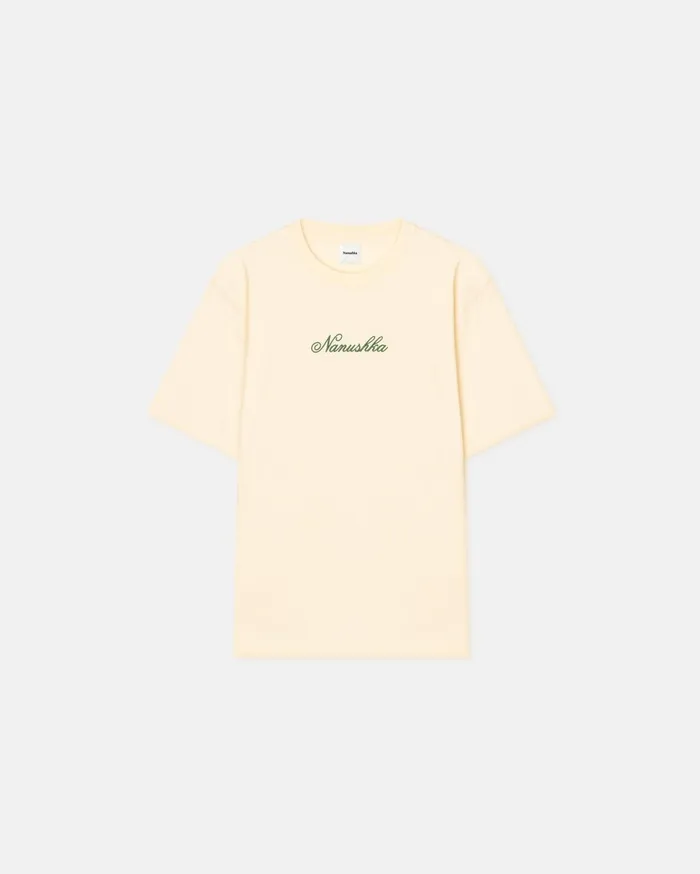 Nanushka Tops MenWomen Reece Embroidered CottonJersey TShirt CremeGreen