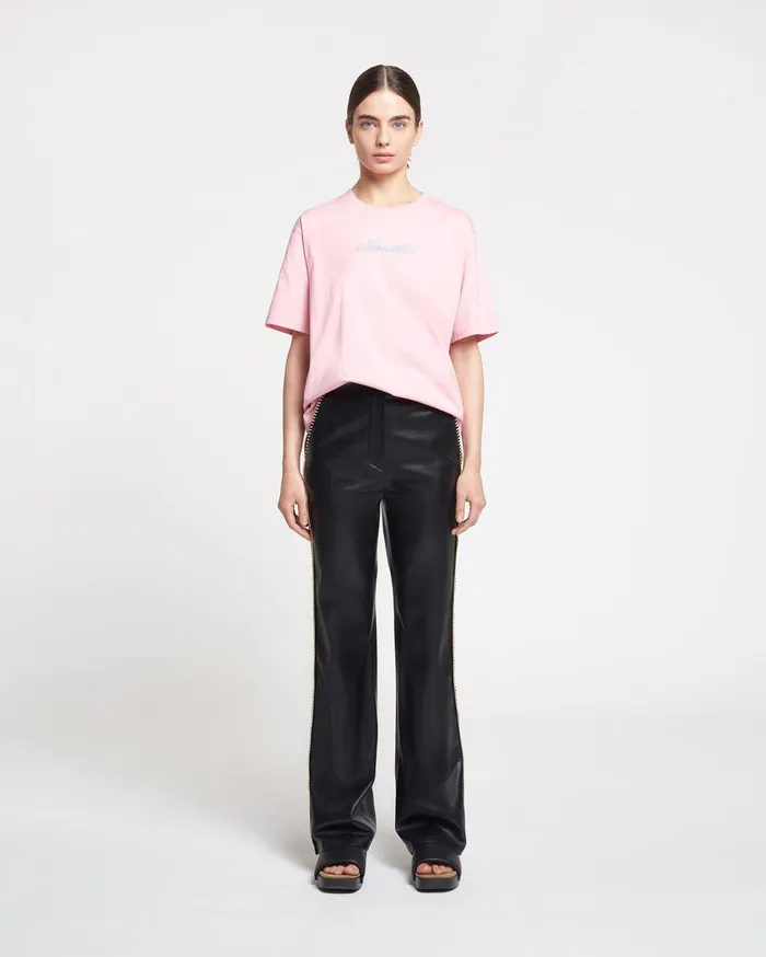 Nanushka Tops MenWomen Reece Embroidered CottonJersey TShirt PinkBlue