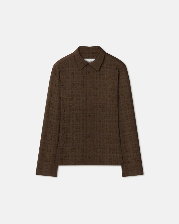 Nanushka Tops Men Zeph Seersucker Shirt Dark Brown