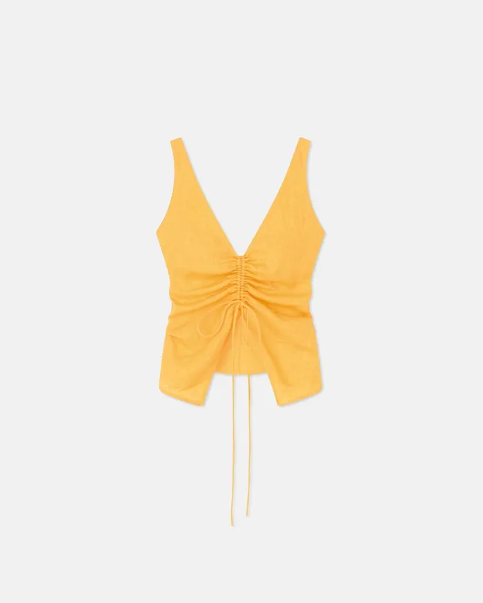 Nanushka Tops Women Berdine Sale Linen RuchedFront Top Orange