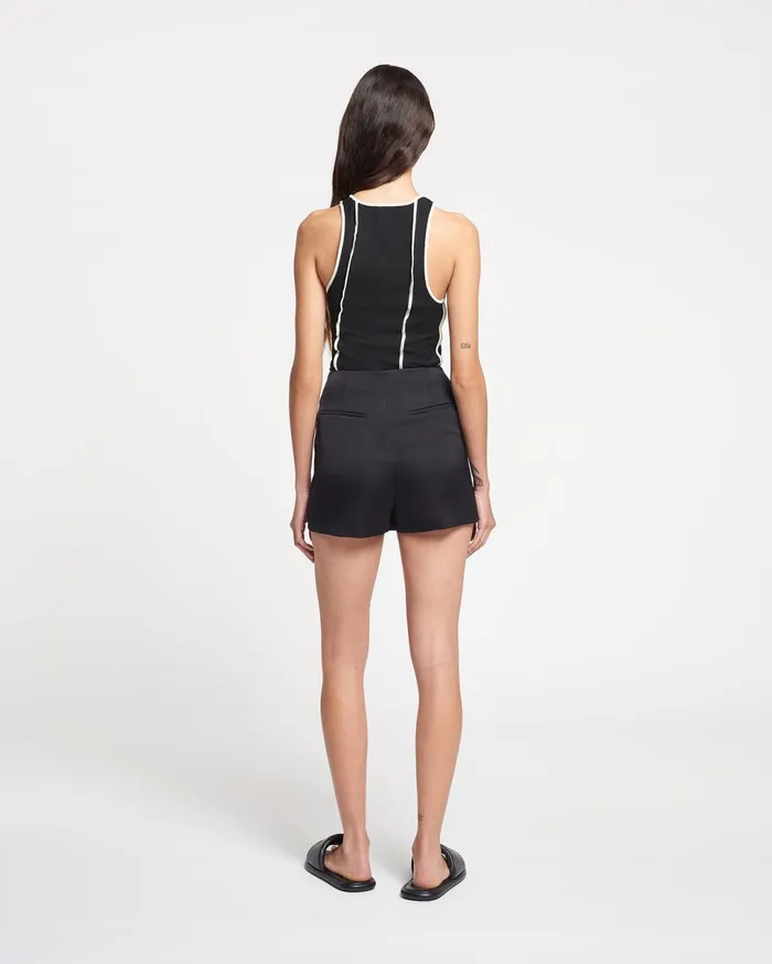 Nanushka Tops Women Enna Patchwork MeshJersey Tank Top BlackWhite Wax