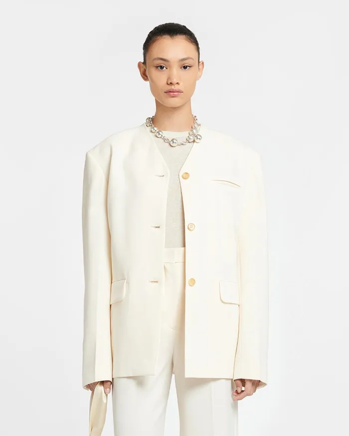 Nanushka Tops Women Fem Belted Cady Blazer Creme