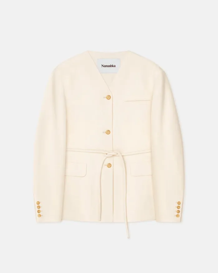 Nanushka Tops Women Fem Belted Cady Blazer Creme