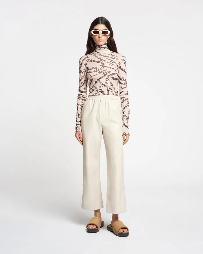 Nanushka Tops Women Harri MeshJersey Turtleneck Top Scribble Logo