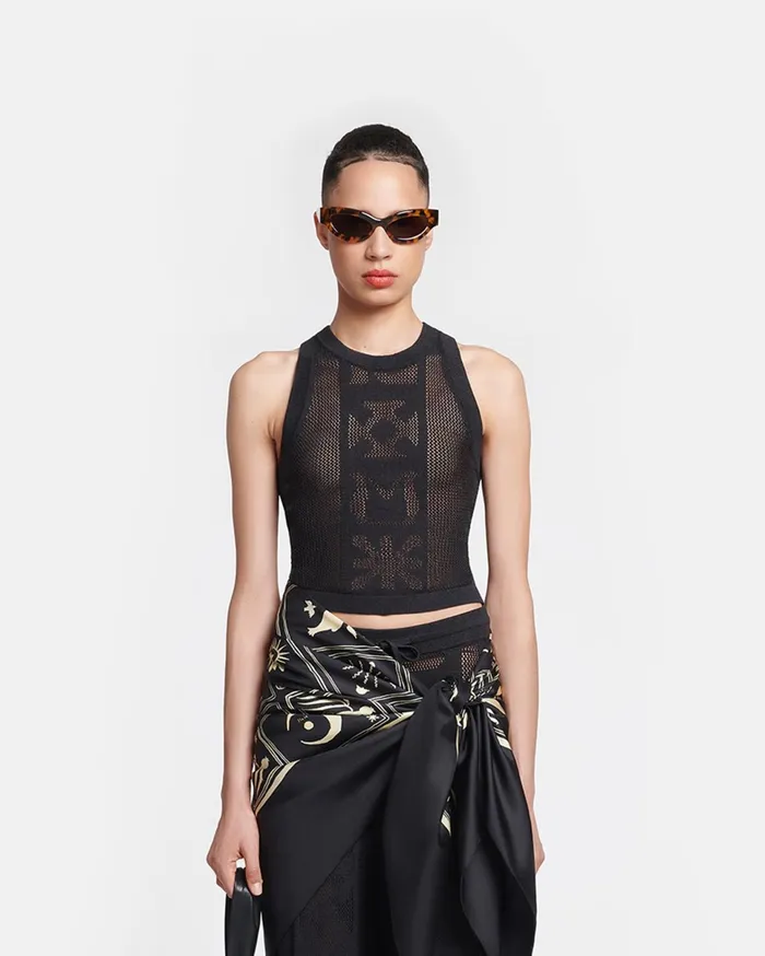 Nanushka Tops Women Jeren Paper Crochet Tank Top Black
