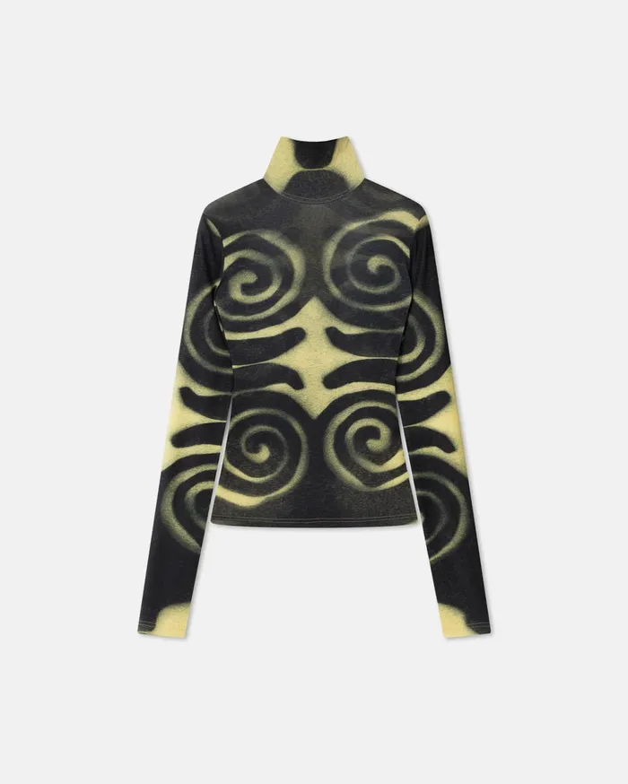 Nanushka Tops Women Josa MeshJersey Turtleneck Top Spiral Spray