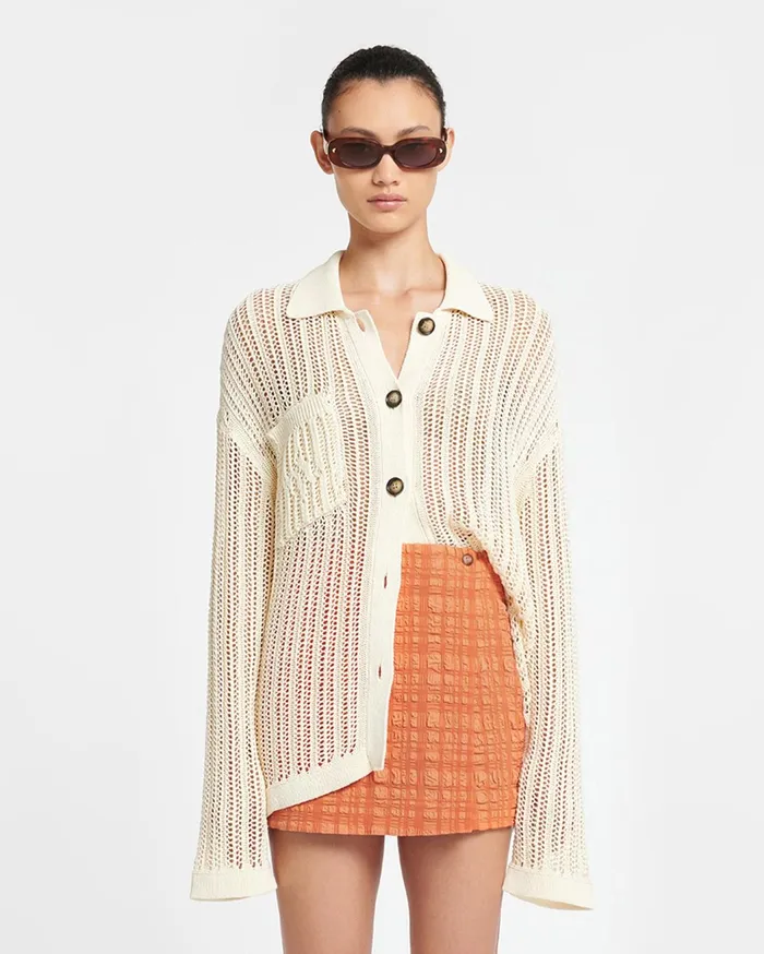 Nanushka Tops WomenMen Jiske Crochet Shirt Creme