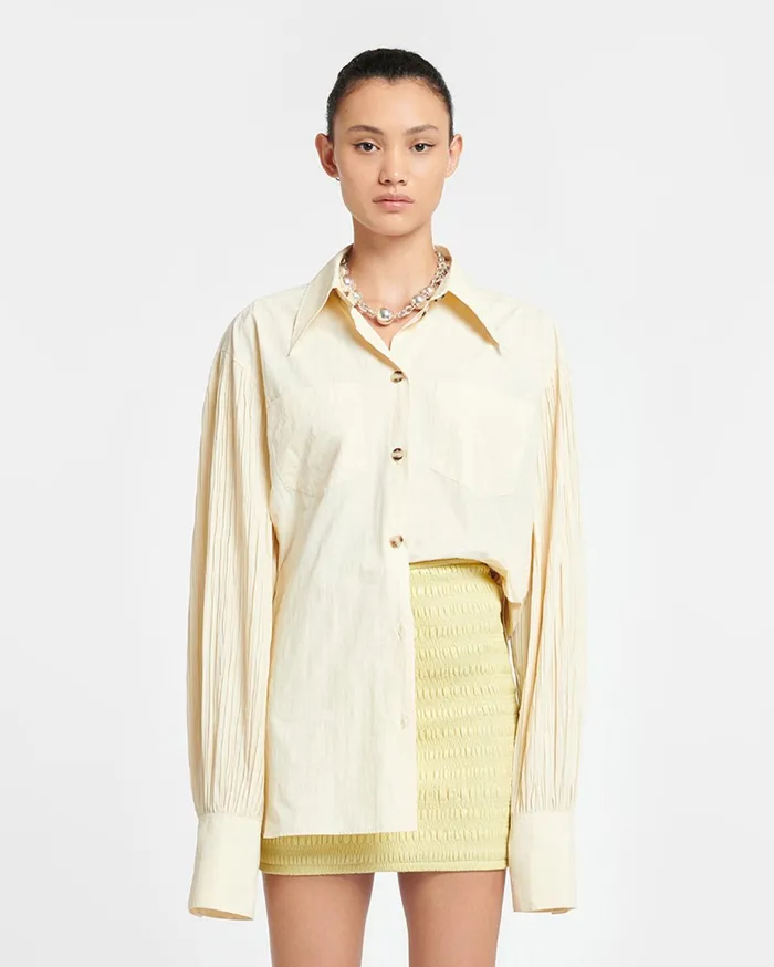 Nanushka Tops Women Nele Pleated Poplin Shirt Creme