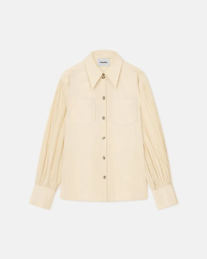 Nanushka Tops Women Nele Pleated Poplin Shirt Creme