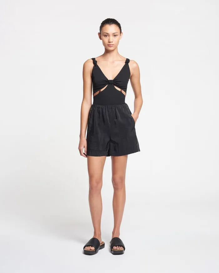 Nanushka Tops Women Seve Beaded MeshJersey Bodysuit Black