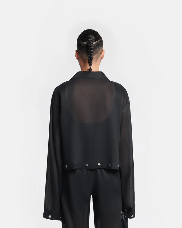Nanushka Tops Women Vally Studded Cropped Organza Shirt Black