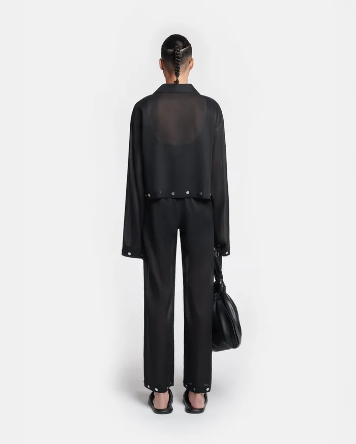 Nanushka Tops Women Vally Studded Cropped Organza Shirt Black