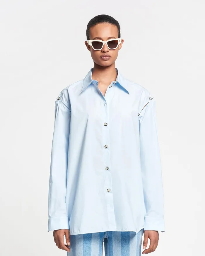 Nanushka Tops Women Weeko Poplin Shirt Sky Blue