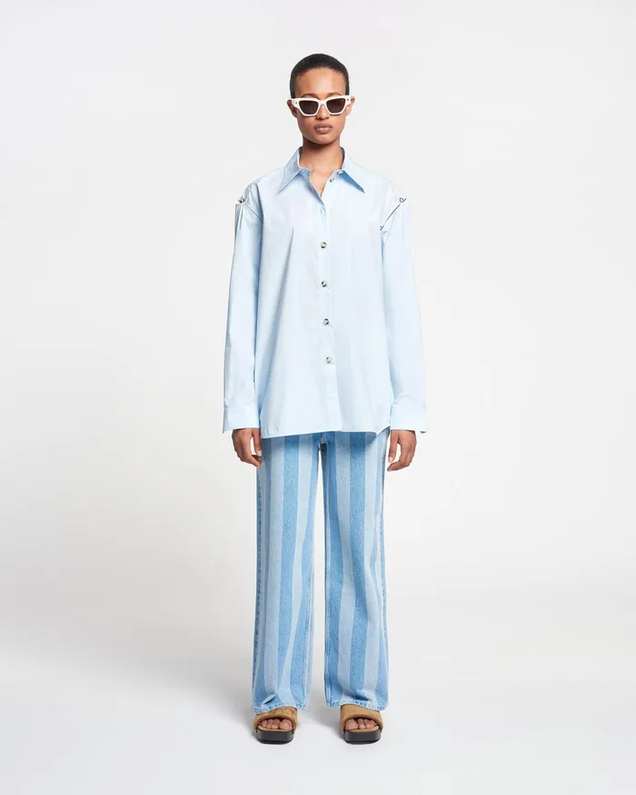 Nanushka Tops Women Weeko Poplin Shirt Sky Blue