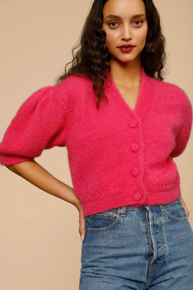 NONO Cardigan Fushia Uni Women Rouje Knits