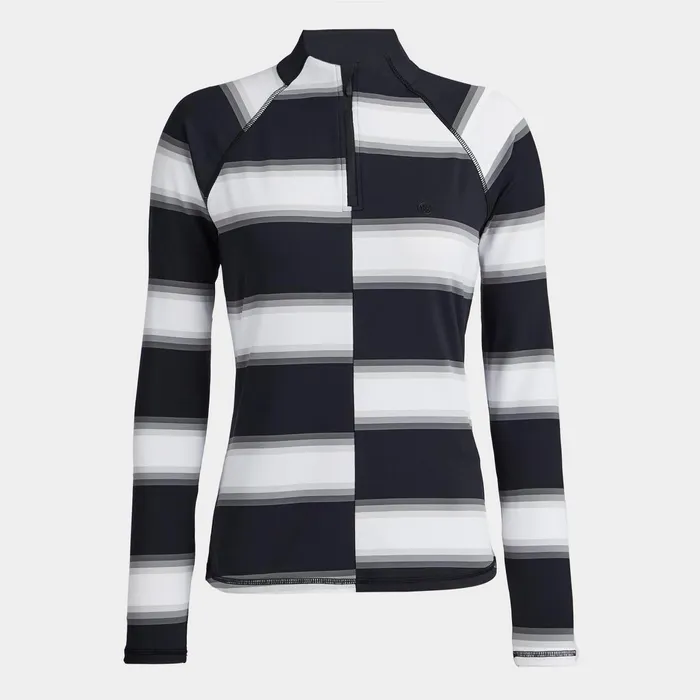 Offset Gradient Stripe Tech Quarter Zip Pullover Onyx Women GFORE Tops
